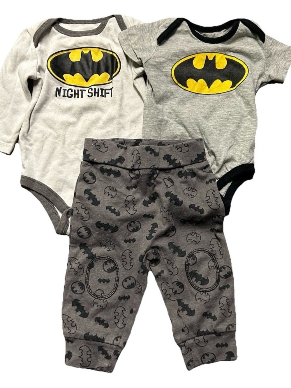 Baby Batman Bodysuits Short Sleeve Long Sleeve Pants Size 3-6 Months